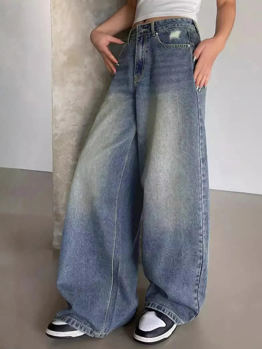 Baggy Jeans Damen | Weites Bein High Waist Jeans