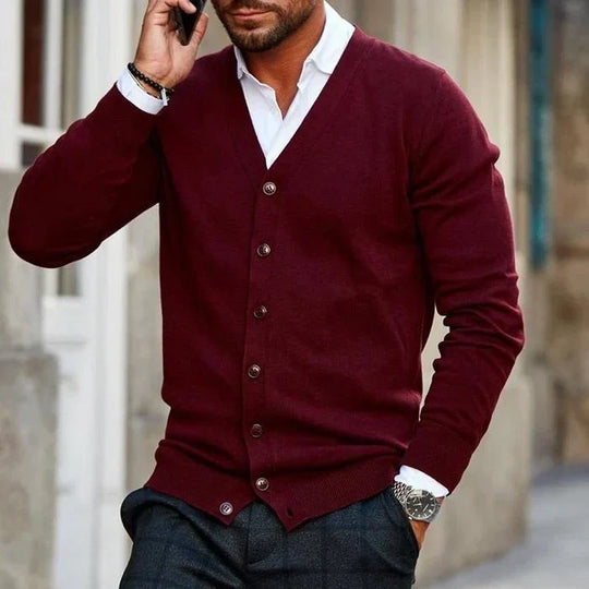 Herren Strickjacke Mit V-Ausschnitt | Knopfverschluss