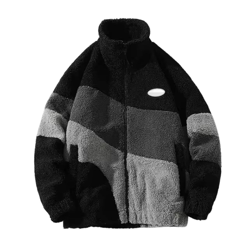 Herren Farbblock Fleecejacke | Hoher Kragen Freizeit