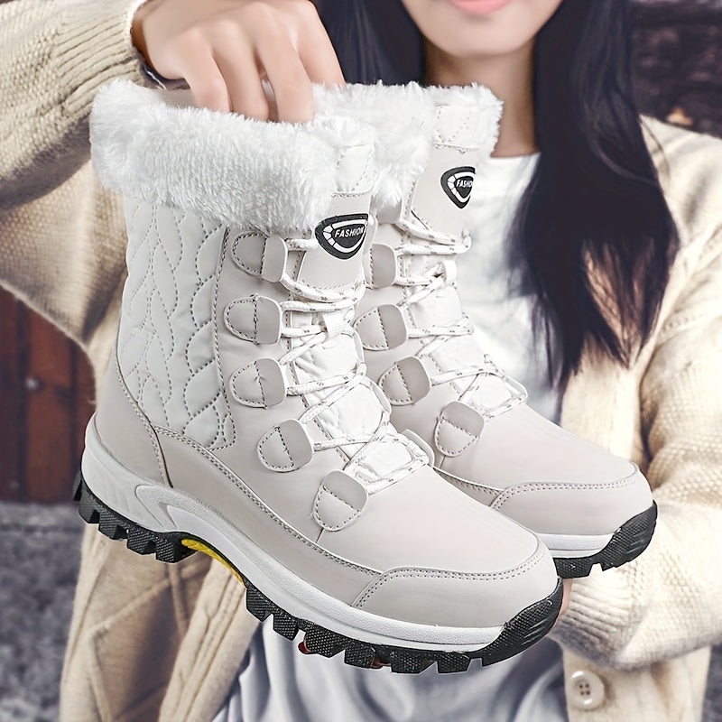 Winterschuhe Damen Stiefel | Knöchelhoch mit Schnürung und Runder Kappe