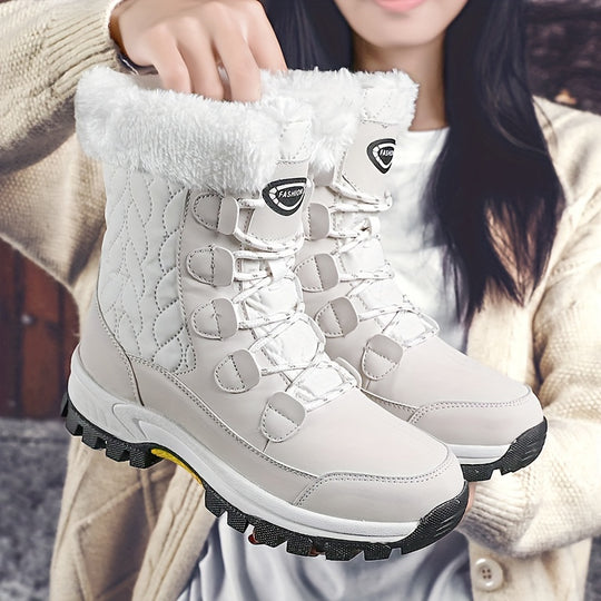 Winterschuhe Damen Stiefel | Knöchelhoch mit Schnürung und Runder Kappe