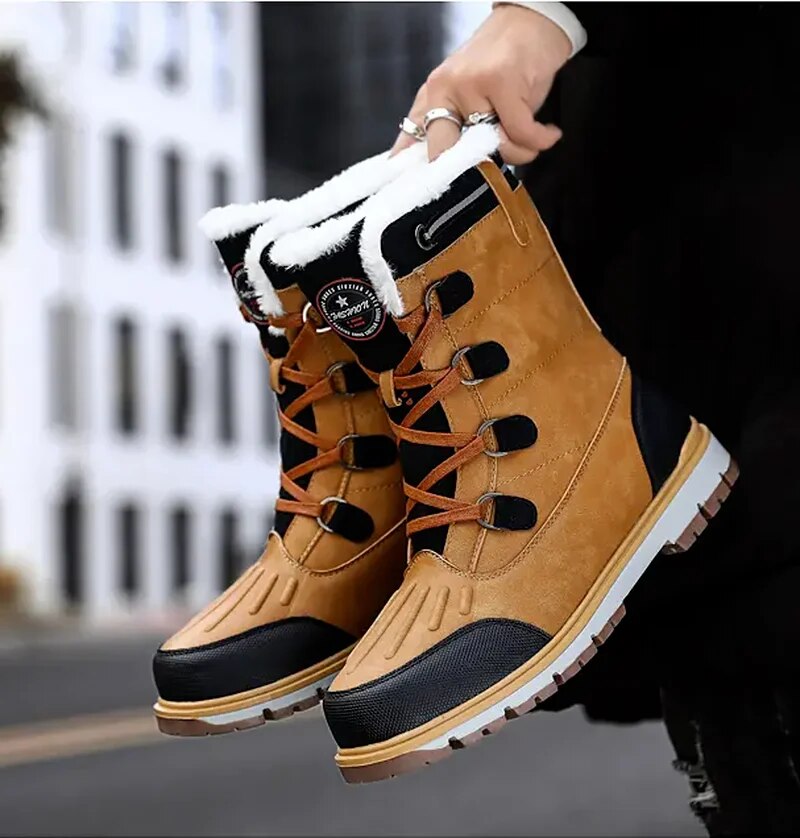Winterschuhe Herren | Knöchelhohe Schnürstiefel mit Profilsohle