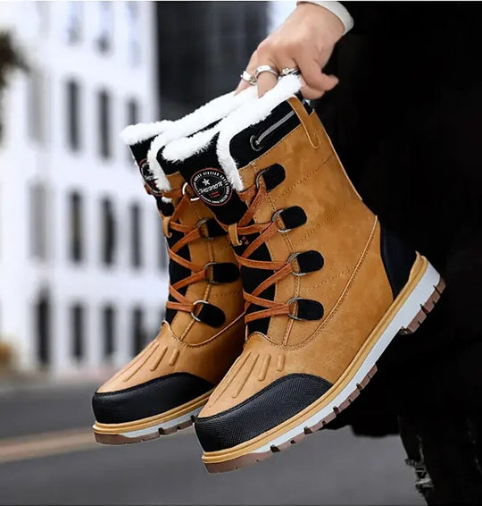 Winterschuhe Herren | Knöchelhohe Schnürstiefel mit Profilsohle