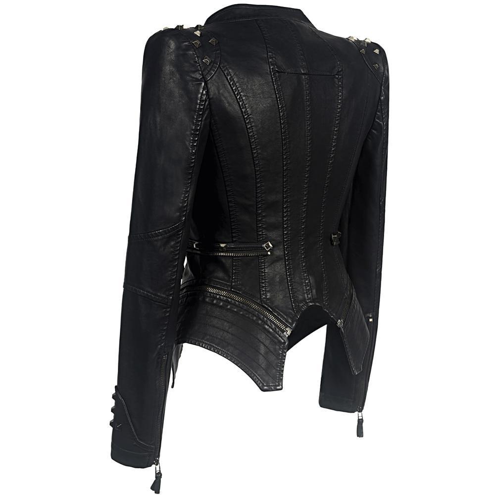 Bikerjacke Damen Slim Fit | Mit Reißverschluss und Taschen