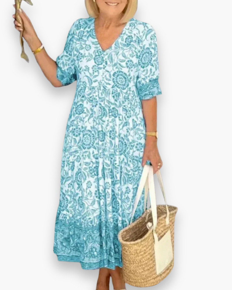 Damen Elegantes Blumenkleid | Midi Sommer