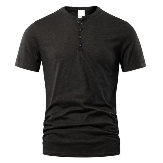 Herren T-Shirt mit Knopfleiste | Kurzarm Shirt mit Rundhals und Slim Fit