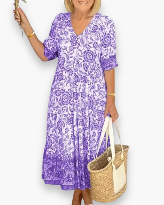 Damen Elegantes Blumenkleid | Midi Sommer