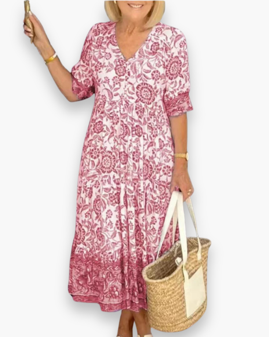 Damen Elegantes Blumenkleid | Midi Sommer