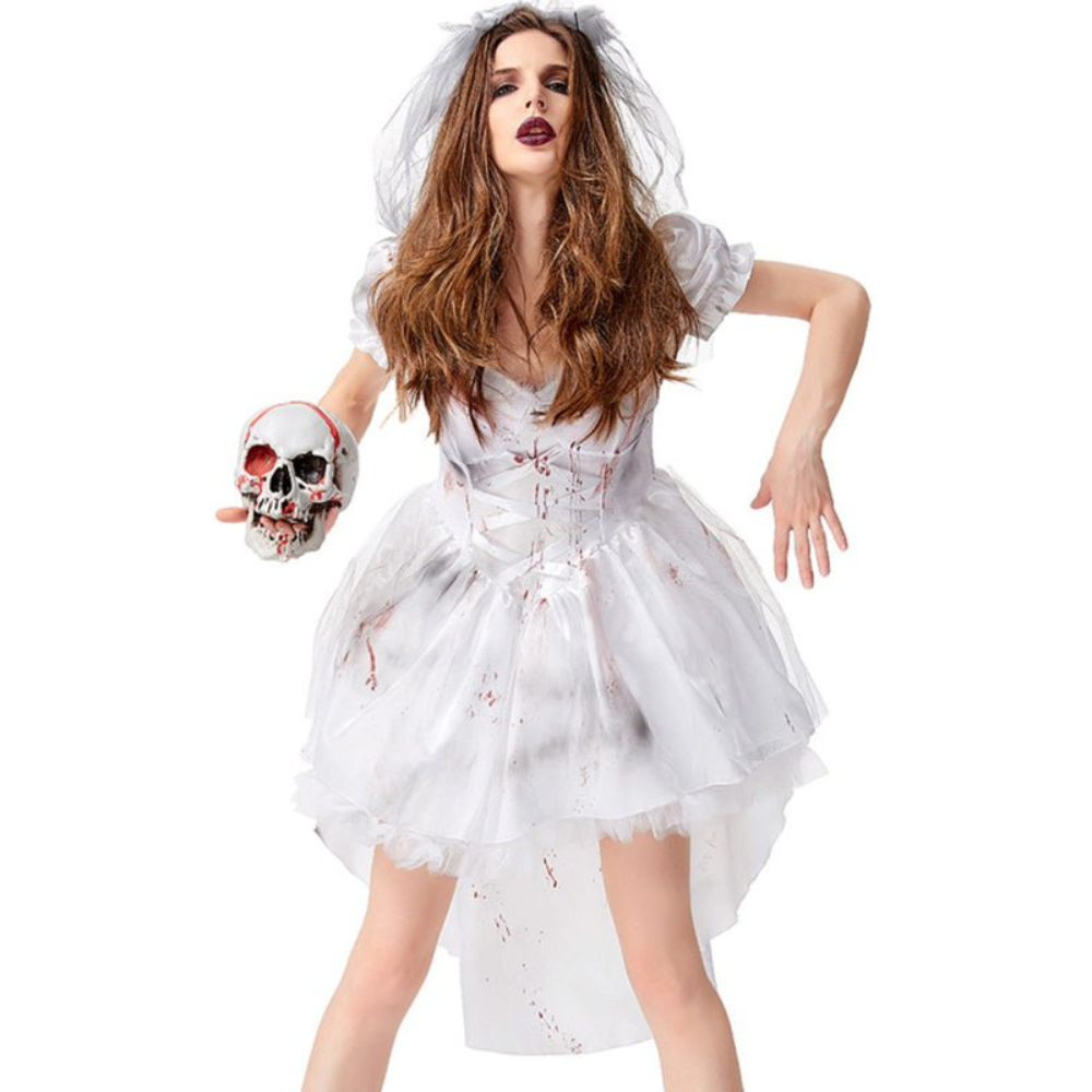 Damen Halloween Brautkleid | Tüllrock mit Schleier