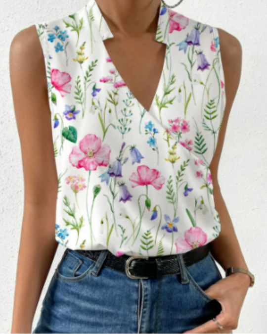 Damen Luftiges V-Ausschnitt Top | Lässiges Sommer Tops