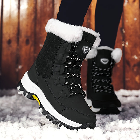 Winterschuhe Damen Stiefel | Knöchelhoch mit Schnürung und Runder Kappe