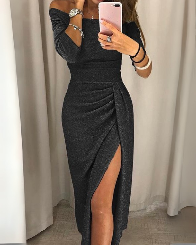 Damen Elegantes Schulterfreies Abendkleid | Maxi