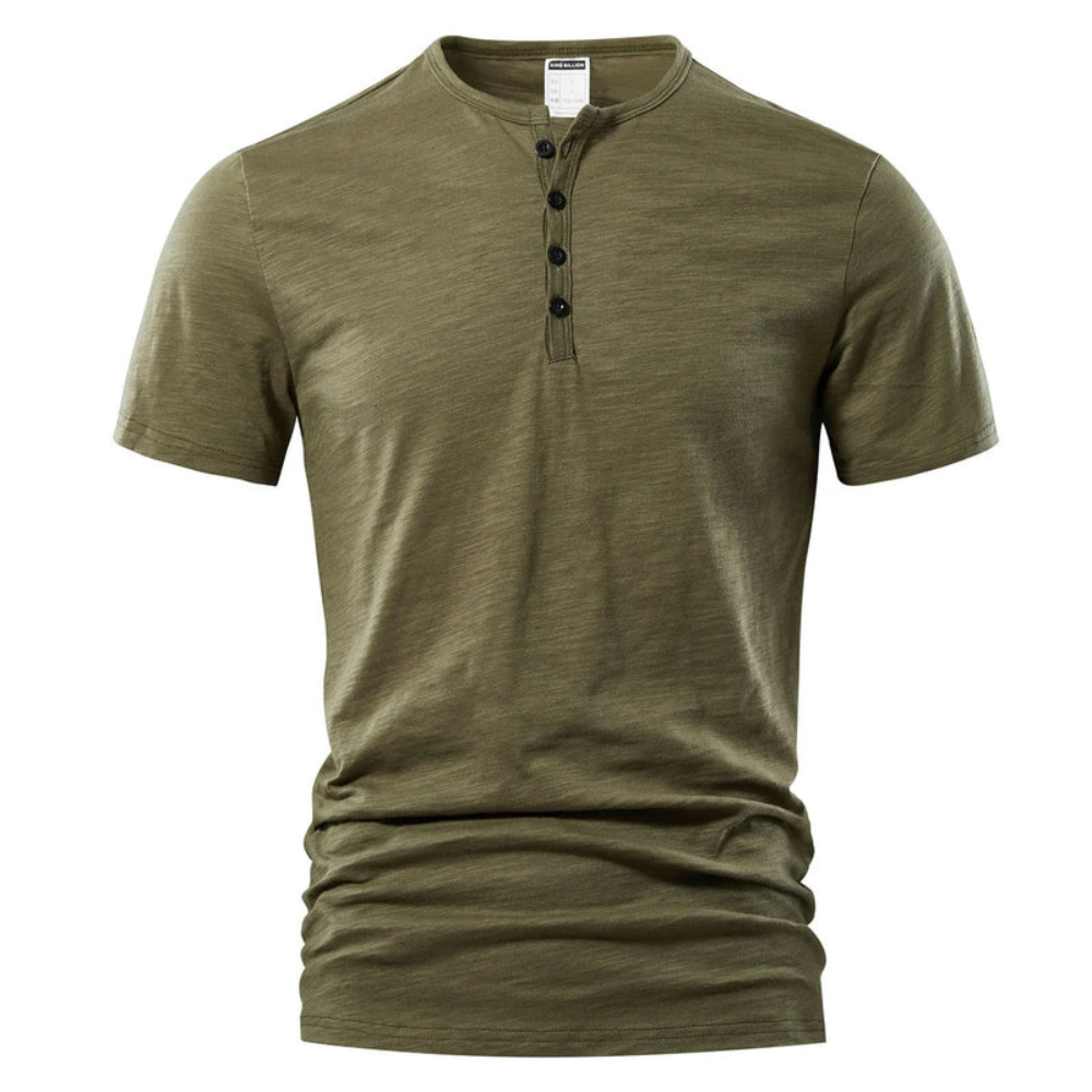 Herren T-Shirt mit Knopfleiste | Kurzarm Shirt mit Rundhals und Slim Fit