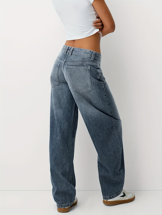 Baggy Jeans Damen | Weites Bein Und Mittlerer Bund