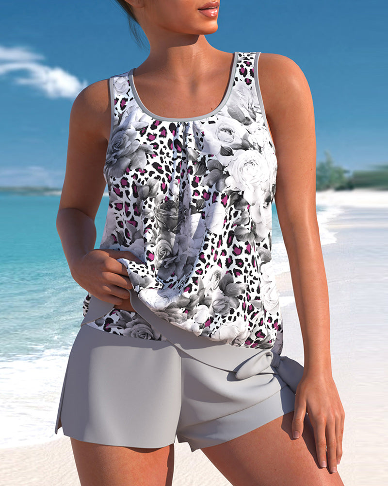 Bedrucktes Tankini-Zweiteiler-Set für Damen