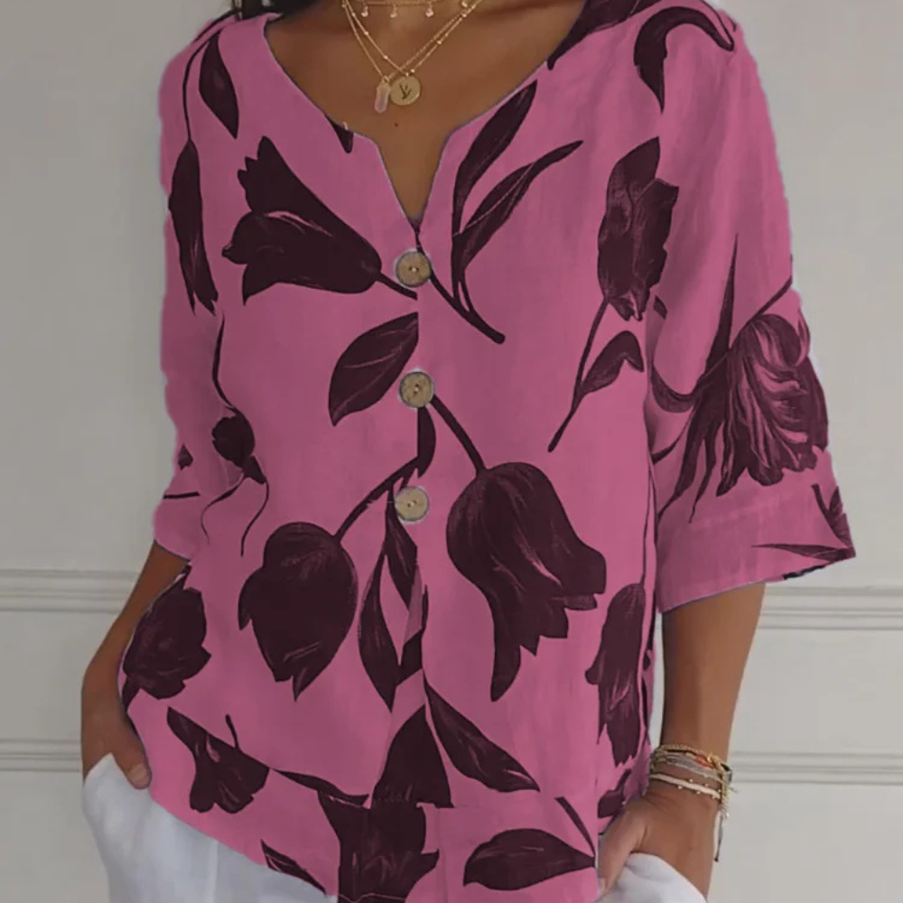 Lockere Blumenmuster Bluse für Damen