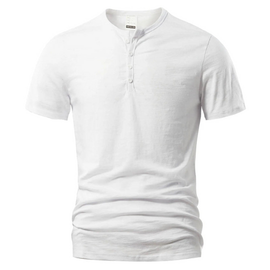 Herren T-Shirt mit Knopfleiste | Kurzarm Shirt mit Rundhals und Slim Fit