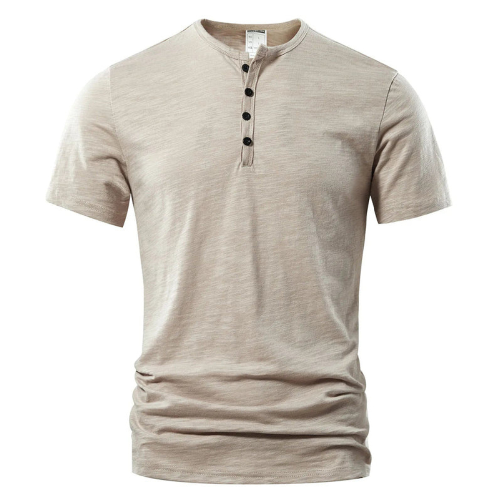 Herren T-Shirt mit Knopfleiste | Kurzarm Shirt mit Rundhals und Slim Fit