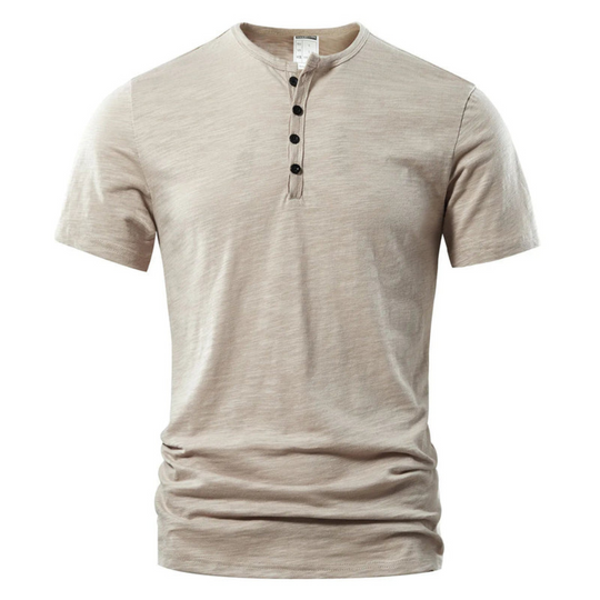 Herren T-Shirt mit Knopfleiste | Kurzarm Shirt mit Rundhals und Slim Fit