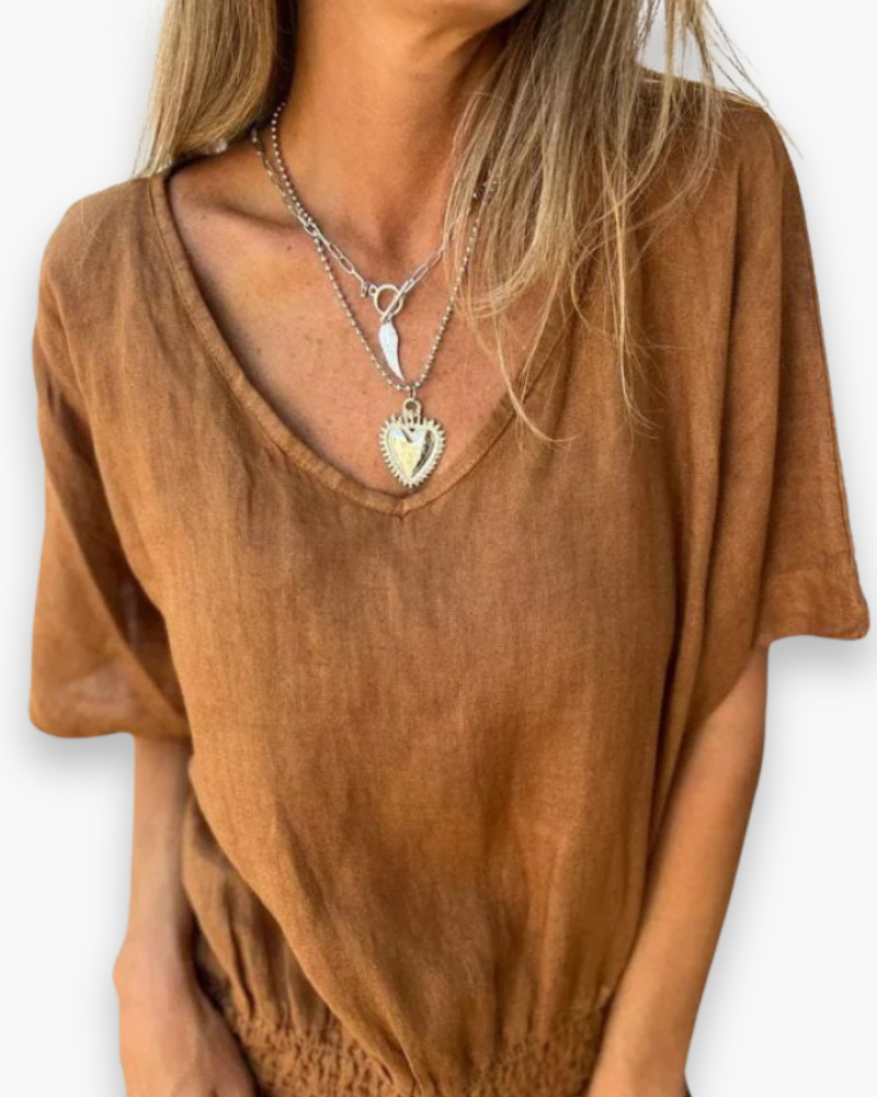 Damen Entspanntes Sommer Top | Vielseitig V-Ausschnitt