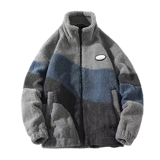 Herren Farbblock Fleecejacke | Hoher Kragen Freizeit