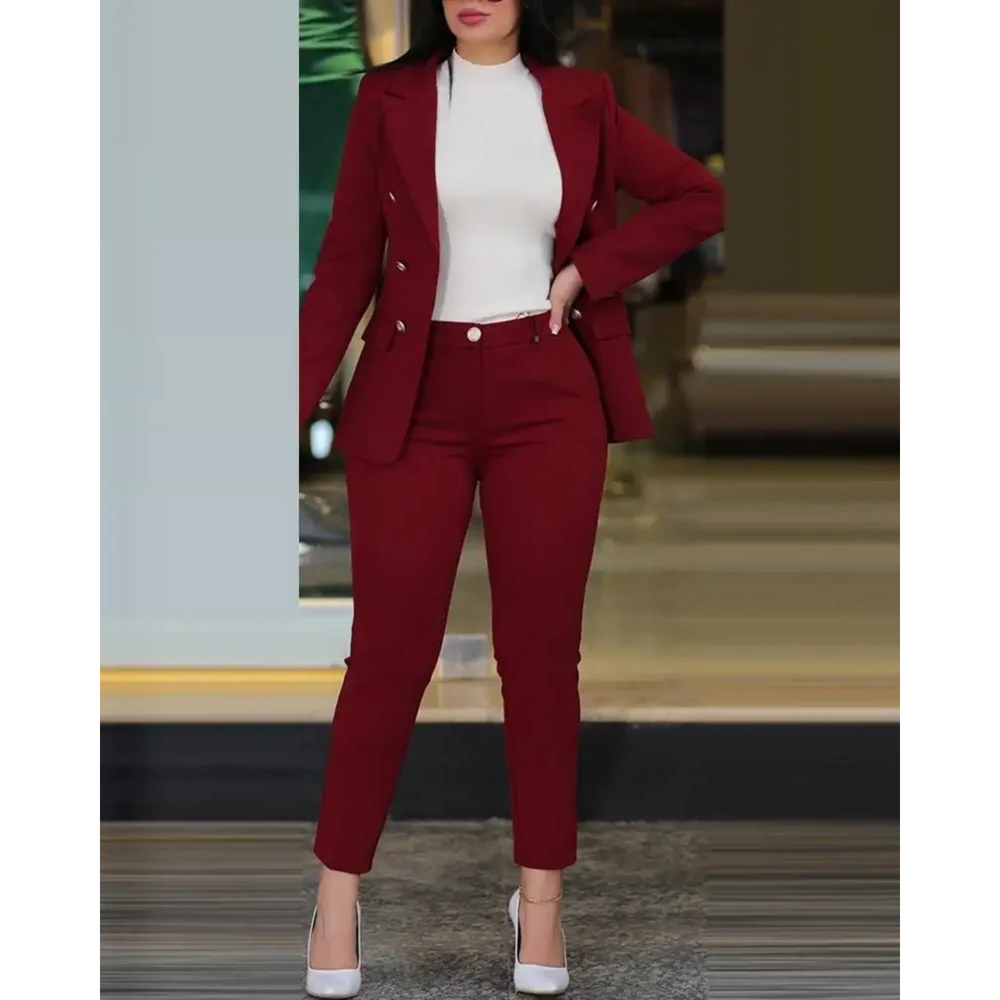 Zweireihiges Set aus Blazer und Hose für Frauen