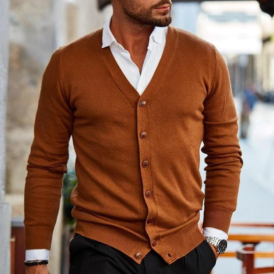 Herren Strickjacke Mit V-Ausschnitt | Knopfverschluss