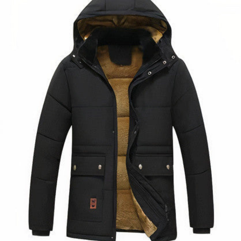 Herren Winterjacke Parka Elegant | Warm Gefüttert Kapuze Abnehmbar