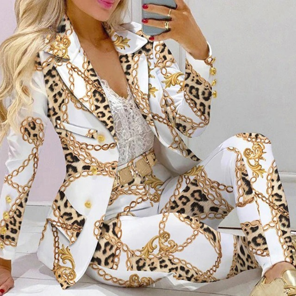 Buntes Set aus Blazer und Hose für Frauen