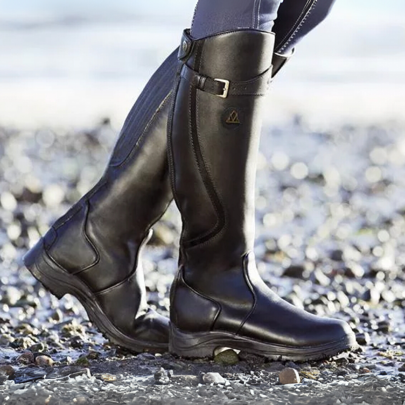 Damen Winter Reitstiefel | Kniehoch mit Schnallen Detail