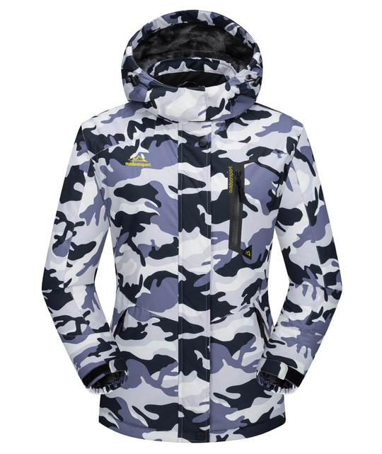 Damen Winter Skijacke | Outdoorjacke mit Kapuze und Reißverschluss