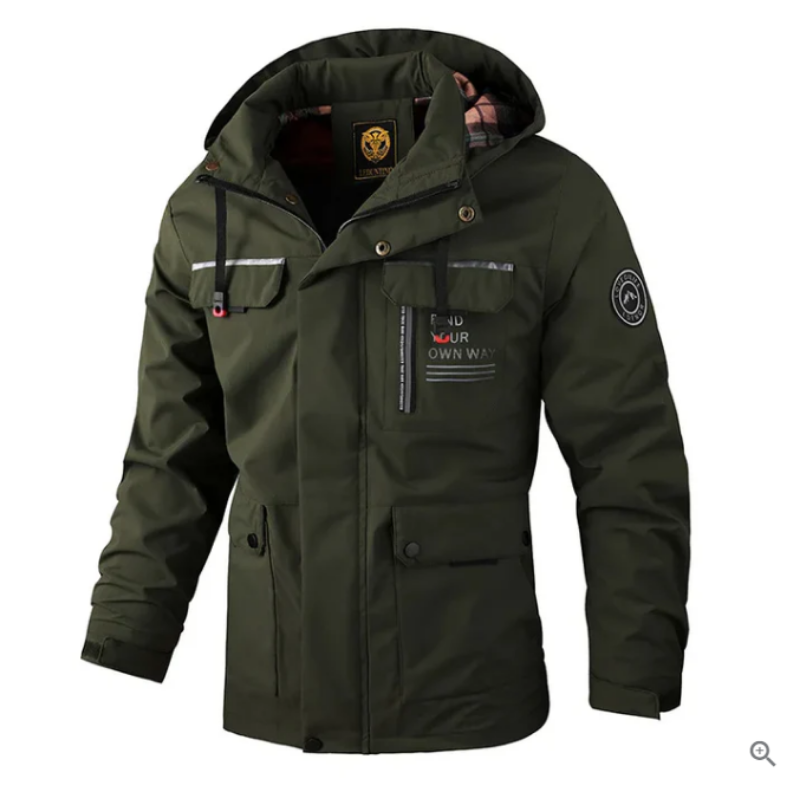 Herren Jacke Outdoor | Kapuze Uni Reißverschluss und Taschen