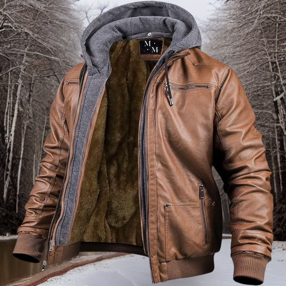 Lederjacke mit Kapuze für Männer