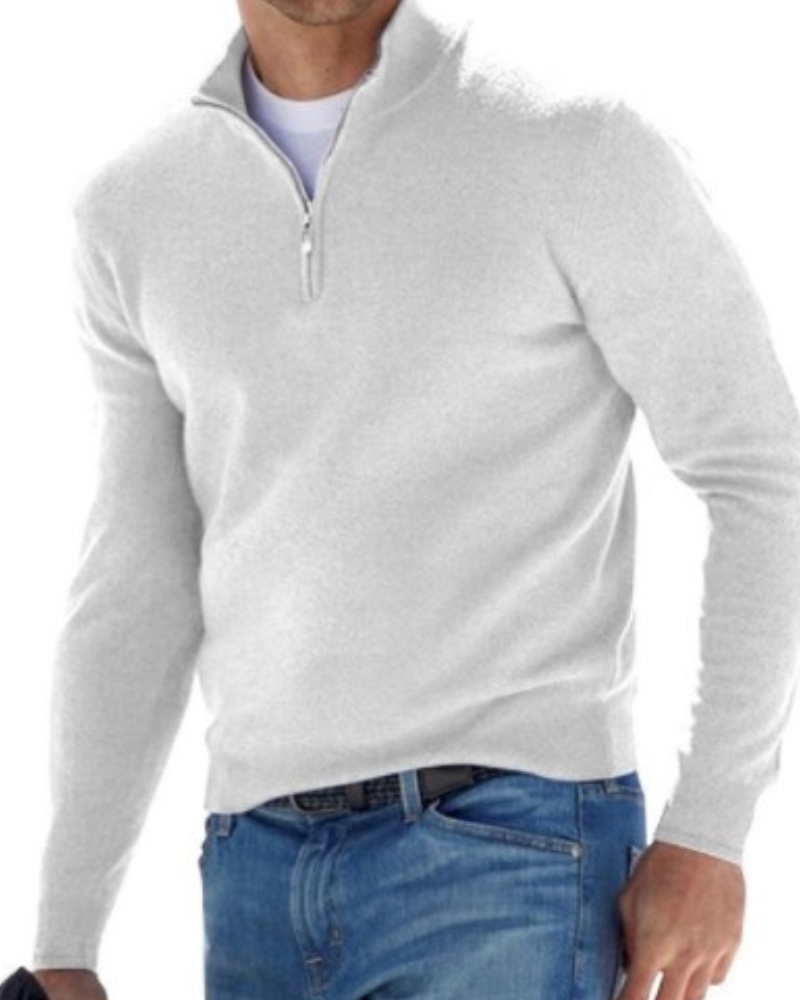 Herren Pullover Strick Elegant | Reißverschluss Komfort Ganzjährig