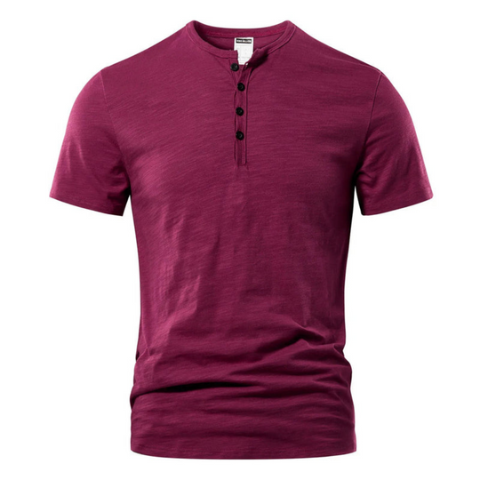 Herren T-Shirt mit Knopfleiste | Kurzarm Shirt mit Rundhals und Slim Fit