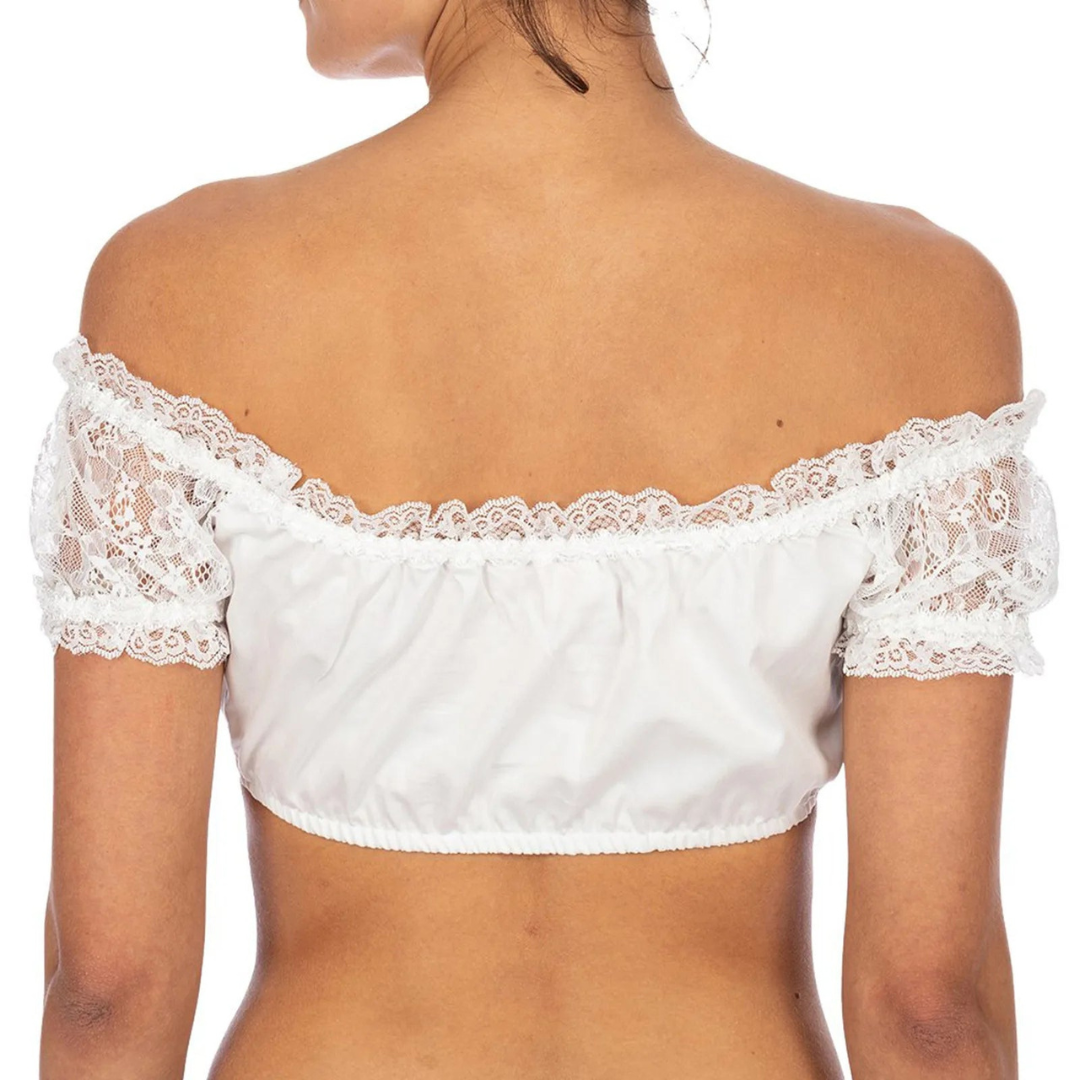 Damen Weiß Bluse Dirndl Oktoberfest | Tiefer Ausschnitt Kurzarm