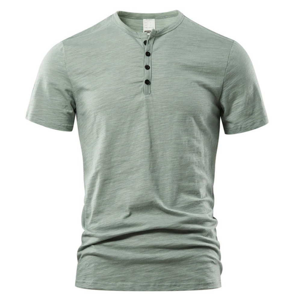 Herren T-Shirt mit Knopfleiste | Kurzarm Shirt mit Rundhals und Slim Fit