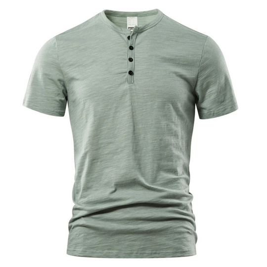 Herren T-Shirt mit Knopfleiste | Kurzarm Shirt mit Rundhals und Slim Fit