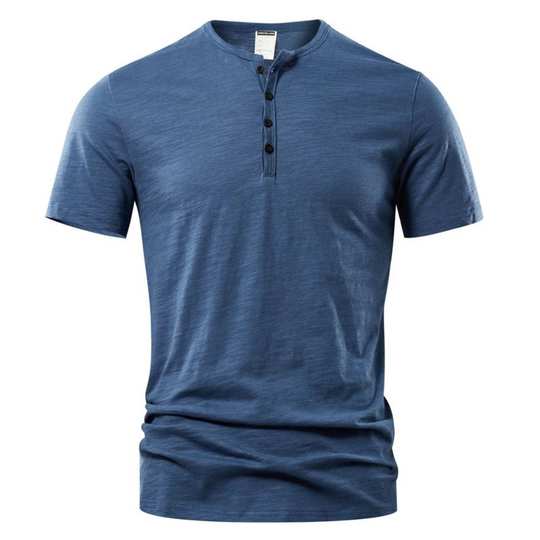 Herren T-Shirt mit Knopfleiste | Kurzarm Shirt mit Rundhals und Slim Fit