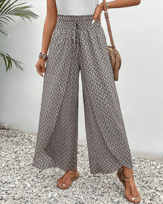 Damen Elegante Stoffhose | Hohe Taille mit Geometrischem Druck
