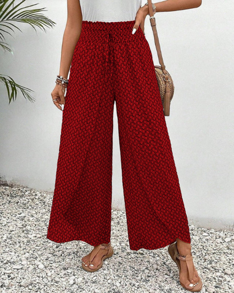 Damen Elegante Stoffhose | Hohe Taille mit Geometrischem Druck