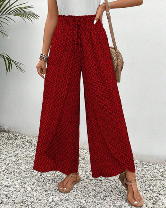 Damen Elegante Stoffhose | Hohe Taille mit Geometrischem Druck