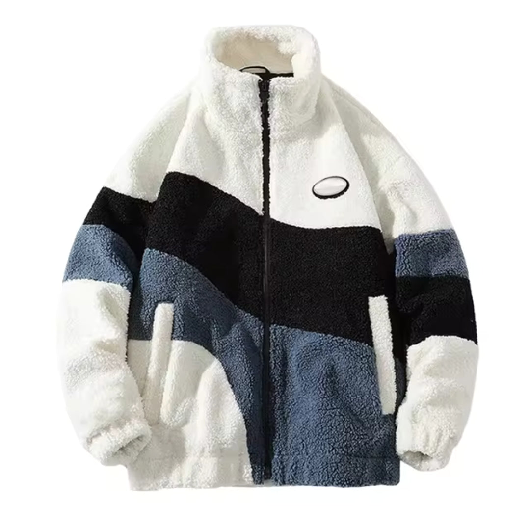 Herren Farbblock Fleecejacke | Hoher Kragen Freizeit