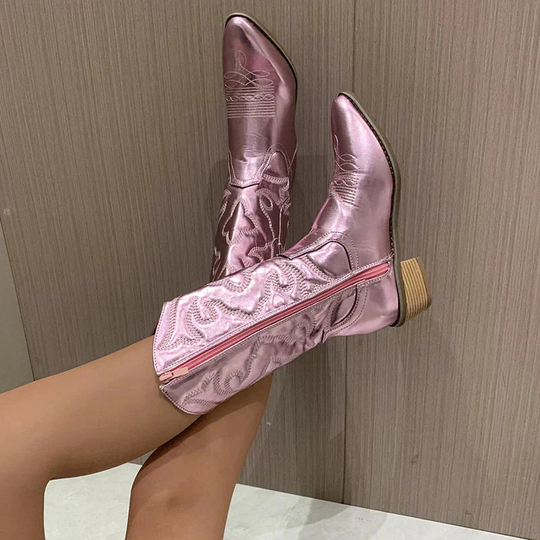 Damen Stiefel Cowboy Metallic | Komfort Modern Look
