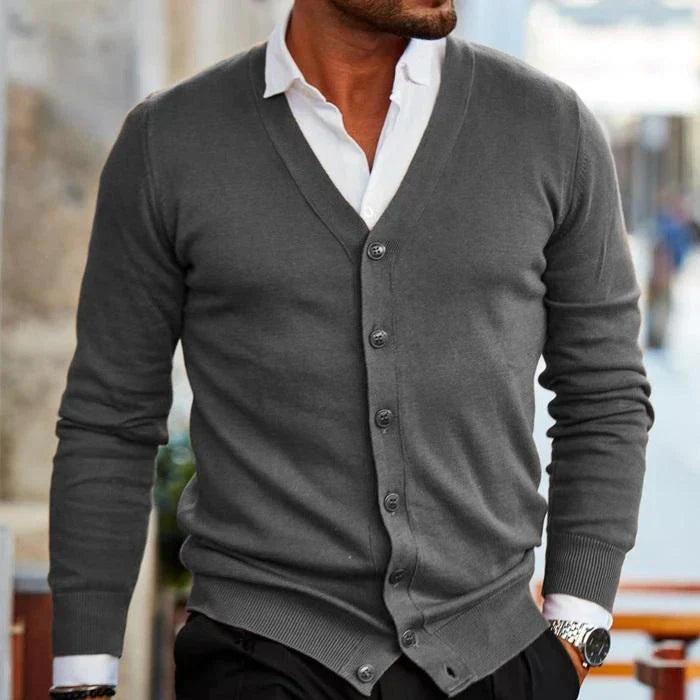 Herren Strickjacke Mit V-Ausschnitt | Knopfverschluss