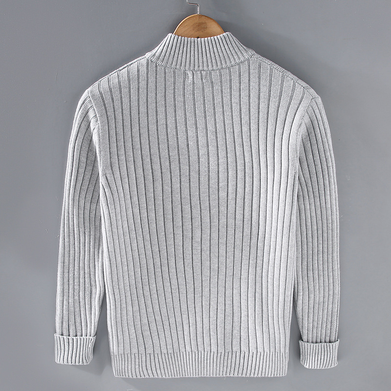 Strickjacke Für Herren Mit Stehkragen | Zeitlos Geripptes Modell