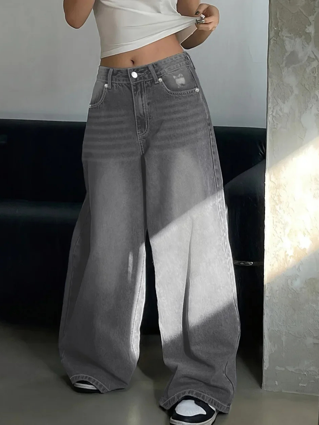 Baggy Jeans Damen | Weites Bein High Waist Jeans