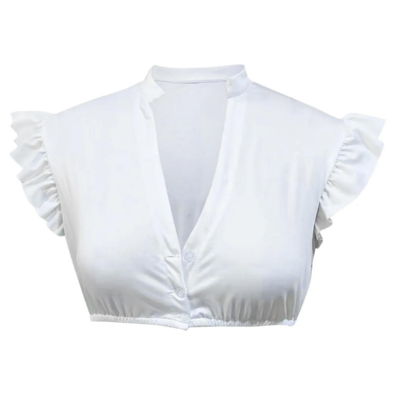 Damen Traditionell Bluse Dirndl Oktoberfest | Weiß und Hochgeschlossen