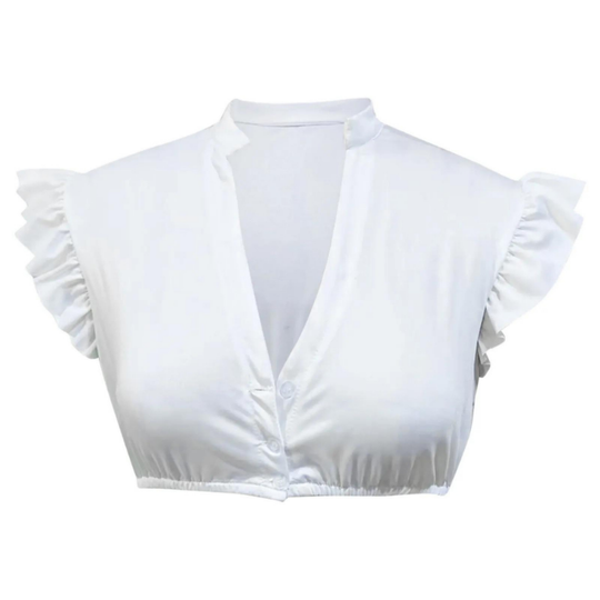 Damen Traditionell Bluse Dirndl Oktoberfest | Weiß und Hochgeschlossen