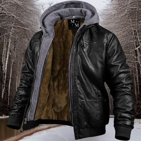 Lederjacke mit Kapuze für Männer
